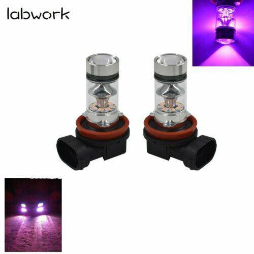 NEW 2x H8 H9 H11 H16 14000K Purple 100W LED Headlight Bulbs Kit Fog Light Lab Work Auto