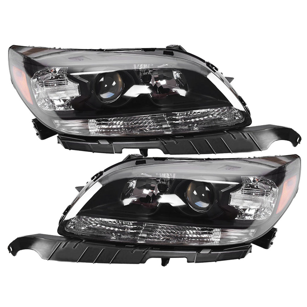 NEW Halogen Projector Headlights Assembly For 2013 2014 2015 Chevy Malibu Black Lab Work Auto