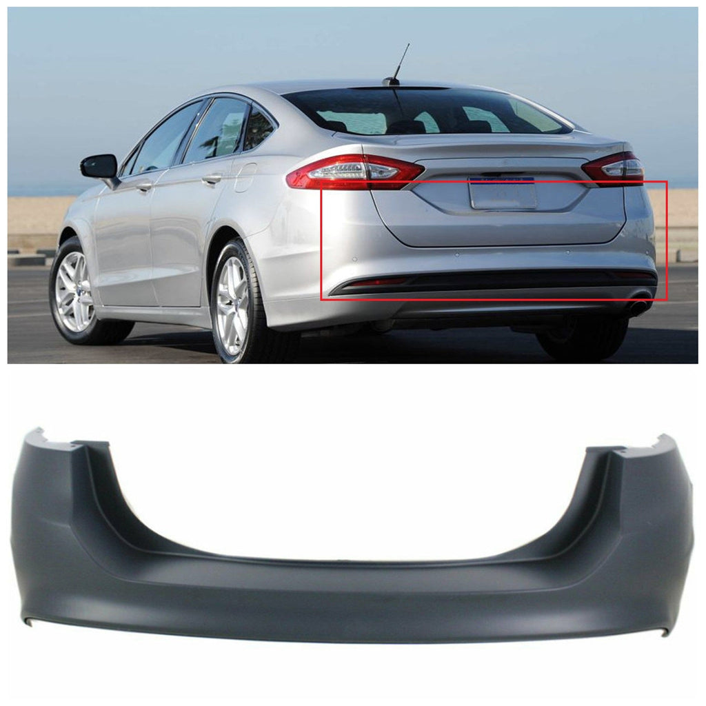 NEW Primered - Rear Bumper Cover Replacement For 2013-2018 Ford Fusion w/o Park Lab Work Auto