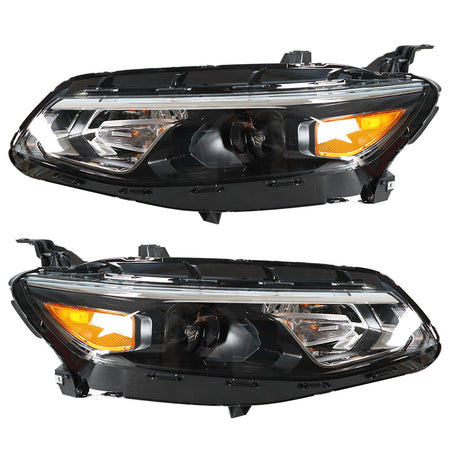 Pair Headlights Fit For 2016-2018 Chevy Malibu Black Housing Clear Lens Headlamp Lab Work Auto