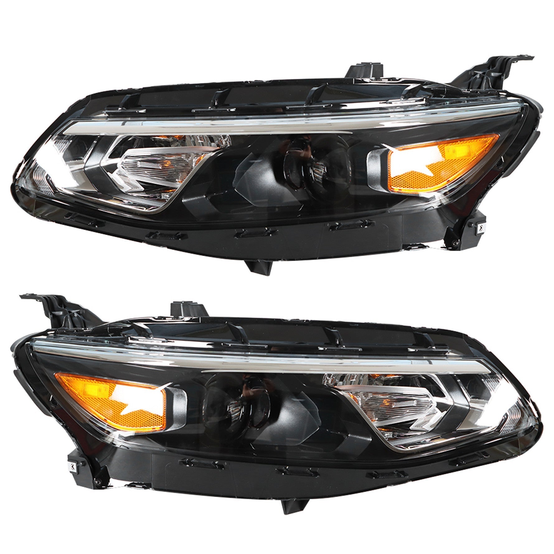 Pair Headlights Fit For 2016-2018 Chevy Malibu Black Housing Clear Lens Headlamp Lab Work Auto