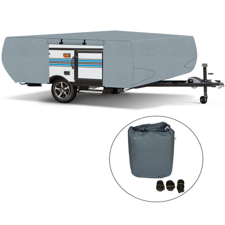 RV Trailer Cover For Folding Pop Up Camper 16-18 FT Trailers Waterproof Lab Work Auto