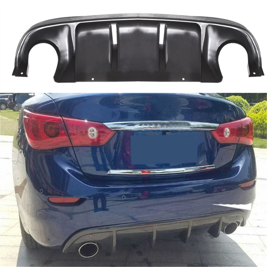 Rear Bumper Lip Spoiler Diffuser Splitter Black Fit for 2014-2017 Q50 AQ Style JDM Sport Lab Work Auto