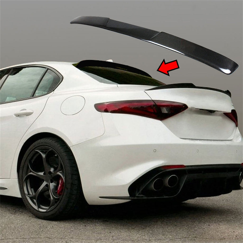 Rear Roof Spoiler Lid For Alfa Romeo Giulia 2017 2018-2021 Carbon Fiber Black Lab Work Auto