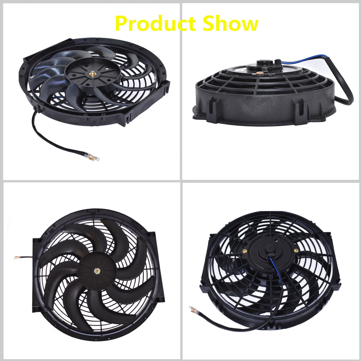 Set 2 12 inch Universal 12V Electric Radiator Cooling Slim Fans Push Pull Mount Lab Work Auto