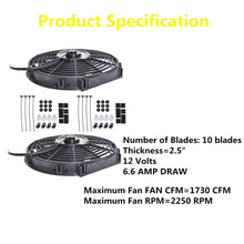 Load image into Gallery viewer, Set 2 12 inch Universal 12V Electric Radiator Cooling Slim Fans Push Pull Mount Lab Work Auto