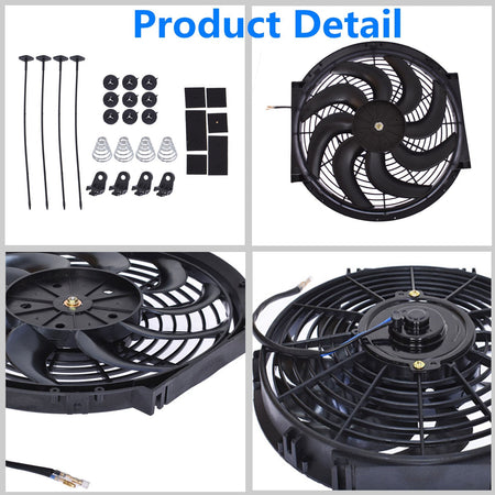 Set 2 12 inch Universal 12V Electric Radiator Cooling Slim Fans Push Pull Mount Lab Work Auto