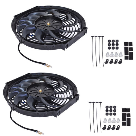 Set 2 12 inch Universal 12V Electric Radiator Cooling Slim Fans Push Pull Mount Lab Work Auto