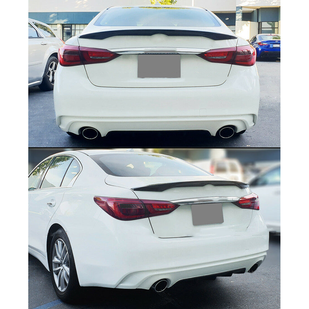 Spoiler For INFINITI Q50 JDM 2014-20 Painted Gloss Black Rear Trunk Splitter ABS Lab Work Auto