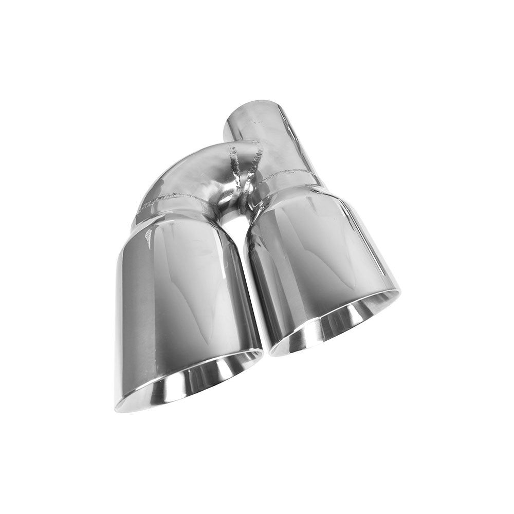 Stainless Steel Pair Offset Quad Dual Wall 4" Out 3" In Exhaust Tips Angle Cut Lab Work Auto 