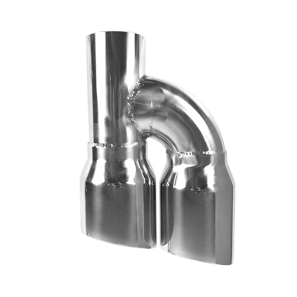 Stainless Steel Pair Offset Quad Dual Wall 4" Out 3" In Exhaust Tips Angle Cut Lab Work Auto 