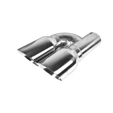 Load image into Gallery viewer, Stainless Steel Pair Offset Quad Dual Wall 4&quot; Out 3&quot; In Exhaust Tips Angle Cut Lab Work Auto 