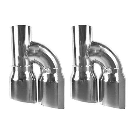 Stainless Steel Pair Offset Quad Dual Wall 4" Out 3" In Exhaust Tips Angle Cut Lab Work Auto 