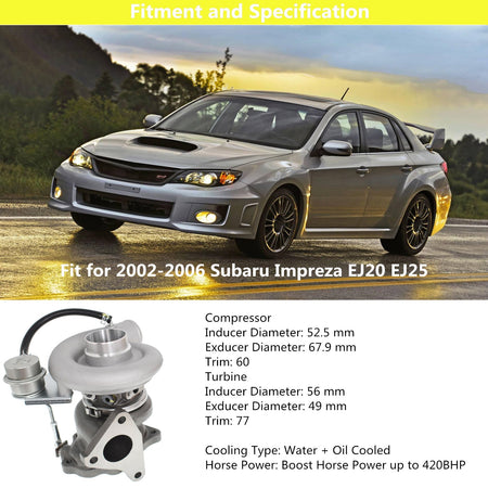 TD05 20G Turbocharger Water Cooled for 2002-2006 Subaru IMPREZA WRX EJ20 EJ25 Lab Work Auto