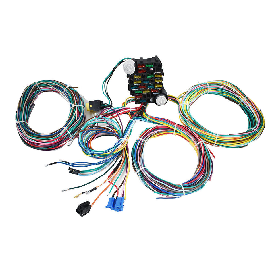 Universal 21 Circuit Wiring Harness For CHEVY FORD JEEP HOTRODS Lab Work Auto