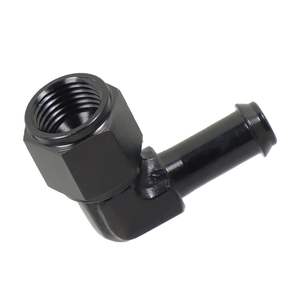 labwork 3/8 Inch 90 Degree Female Hose Barb Fuel Fittings 6AN Hose Adapter Black Anodized