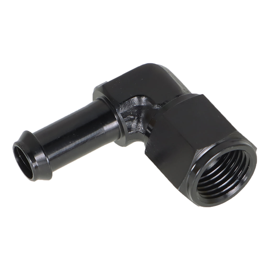 labwork 3/8 Inch 90 Degree Female Hose Barb Fuel Fittings 6AN Hose Adapter Black Anodized