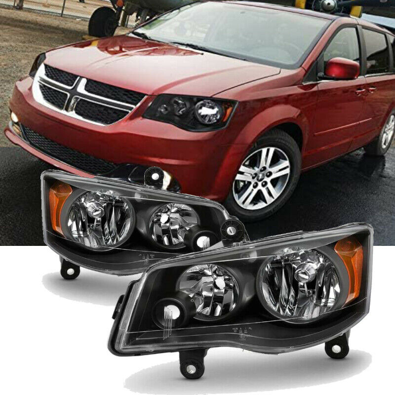 Labwork RH+LH Headlight For 2011-2018 Grand Caravan 2008-2016 Town&Country Black