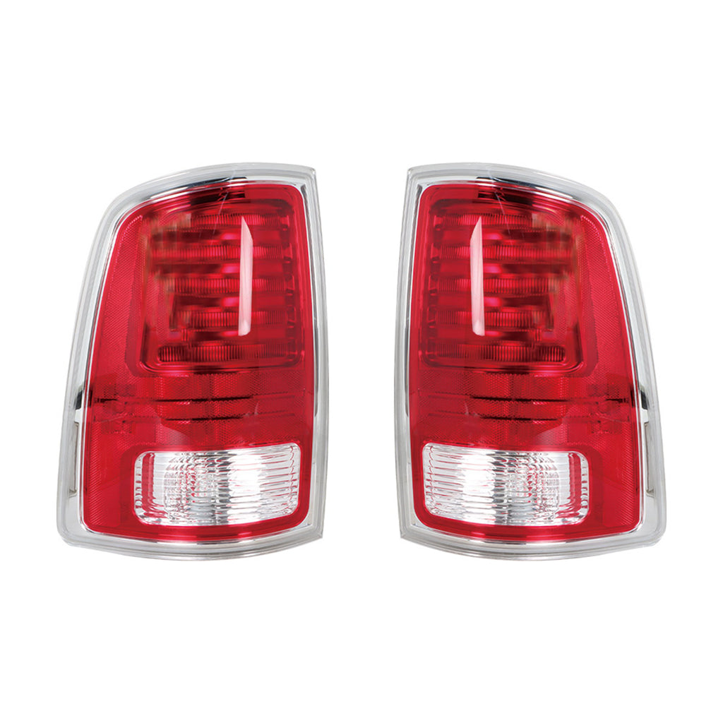 Left and Right Side LED Tail Lights Assembly Replacement for Ram 1500/2500/3500 2013-2018 Chrome Interior Driver and Passenger Side Rear Brake Lamps