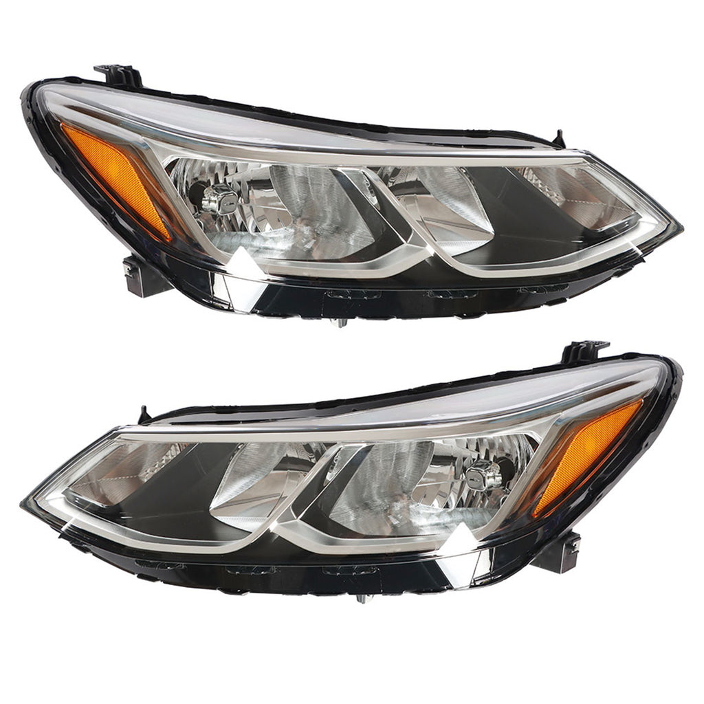 Right&Left Headlights For 2016-2018 Chevrolet Cruze Chrome Headlamp Halogen Type