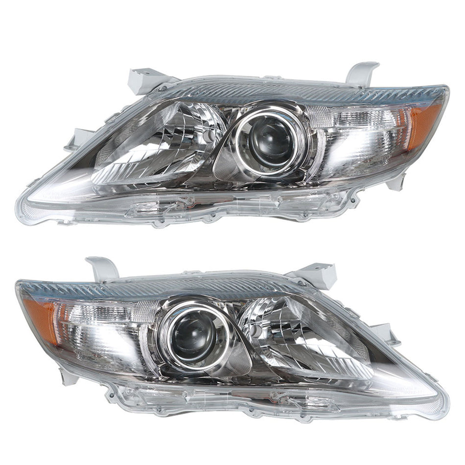 for 2010-2011 Toyota Camry SE Clear Lens Black+Chrome Headlights Headlamps 1Pair Lab Work Auto