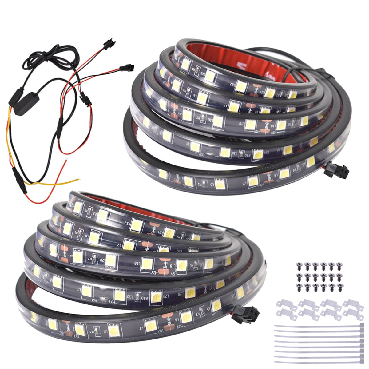 labwork 2PCS 60" White LED Pickup Truck Bed Light Kit w/Switch Super Bright Lab Work Auto 