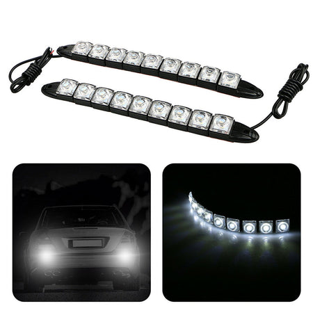 labwork 2x White DC 12V 9-LED Daytime Running Light DRL Car Fog Day Driving Lamp Lights Lab Work Auto