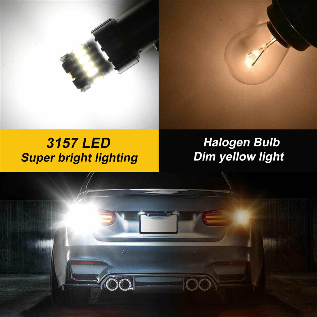 labwork 3157 2 PCS LED Reverse Brake Turn Signal Parking Light Bulb White 6500K 2400LM Lab Work Auto