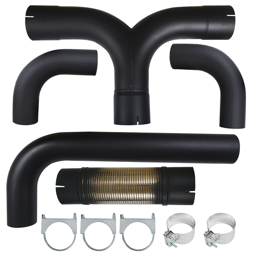 labwork 4" Turbo Dual Smoker Diesel Exhaust Stack T Pipe System Kit Universal Lab Work Auto