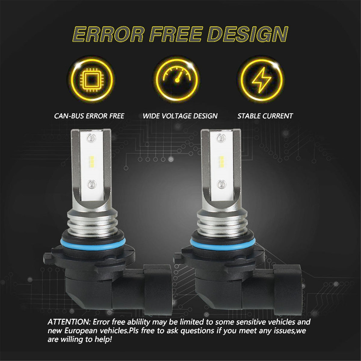 labwork 9005/HB3 LED Fog Light Bulbs 6000K 1600LM 10W Fog Light LED Conversion Kit, Pack of 2 Lab Work Auto 