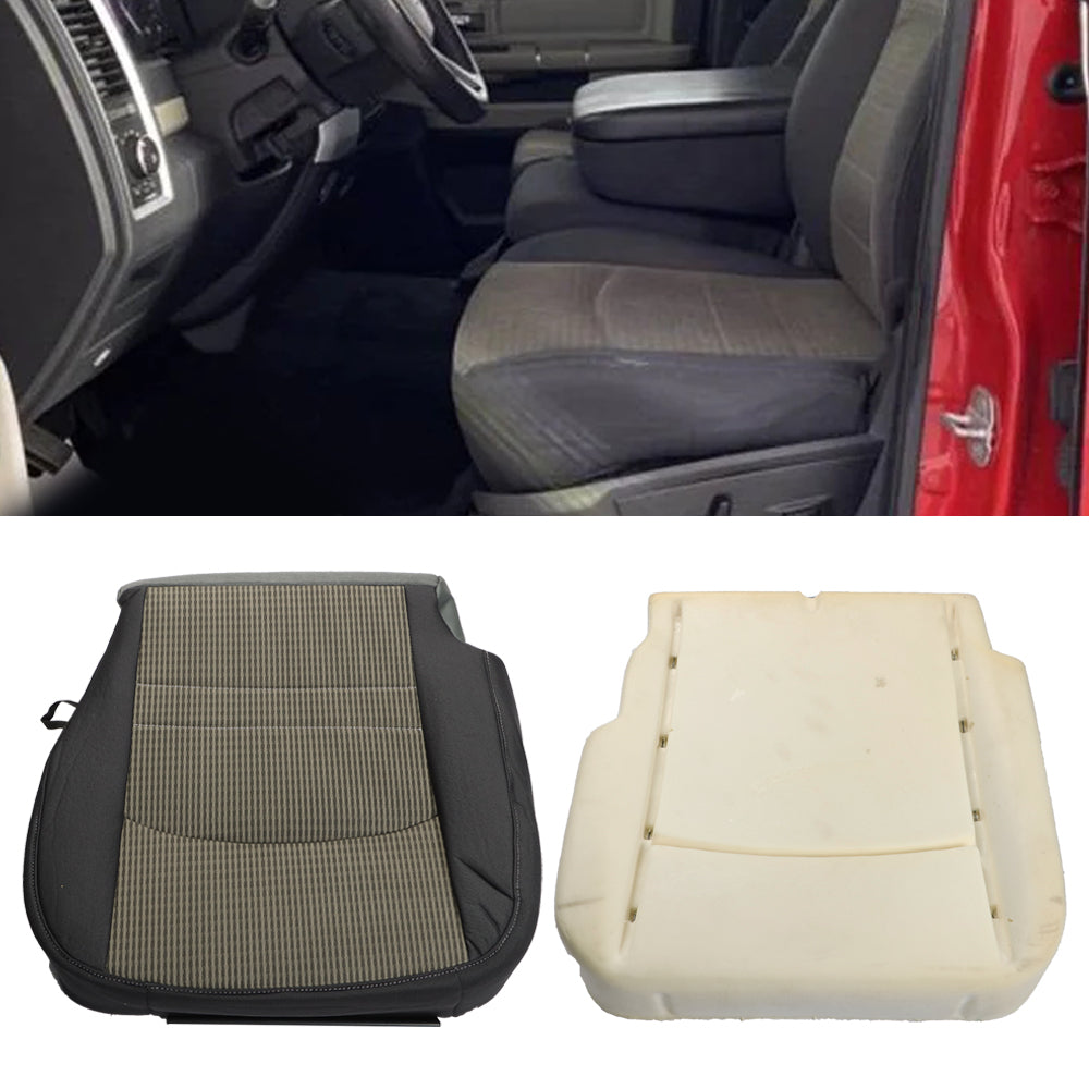 labwork Bottom Cloth Seat Cover+Seat Cushion Foam Pad For 09-12 Dodge Ram 1500 Lab Work Auto