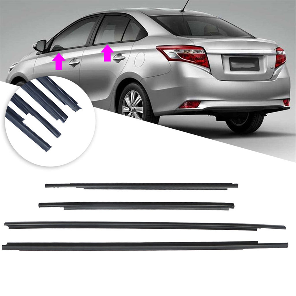 labwork Car Window Moulding Trim Seal Belt Weatherstrip Window Seal Replacement for Toyota Yaris Sedan 2007-2016 68160-52150 68210-52150 68230-52130 68180-52130 Lab Work Auto