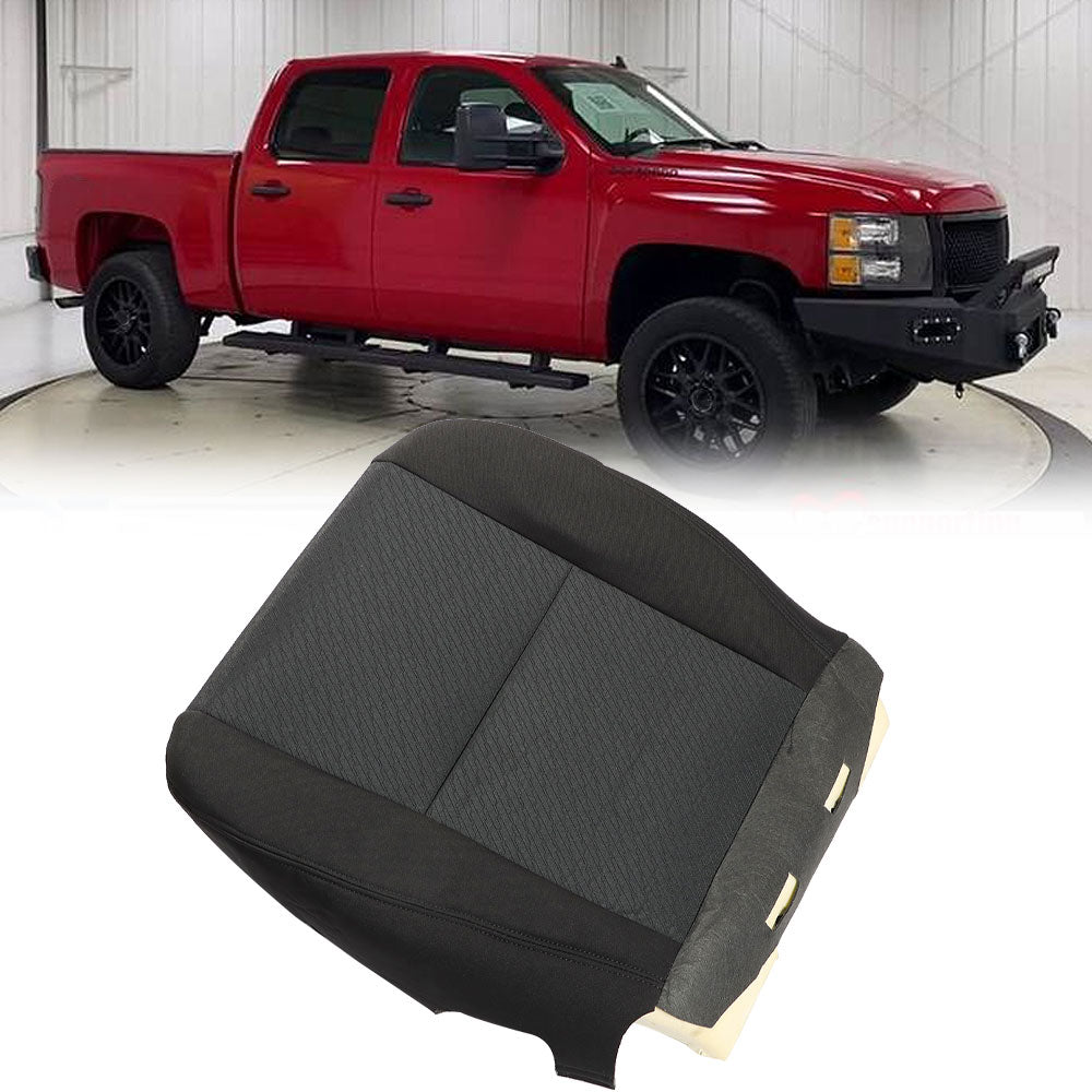 labwork Cloth Driver Bottom Seat Cover+Foam Cushion For 07-14 Chevy Silverado Lab Work Auto