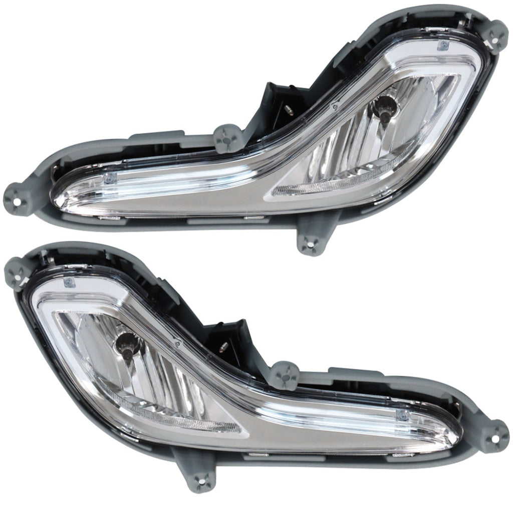 labwork Fog Lights Assembly 922011R010 922021R000 Replacement for 2012-2017 Accent Chrome Lens Bumper Fog Lamp Left+Right Side (Passenger & Driver Side) Lab Work Auto