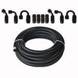 20ft Braided Fuel Hose Line w/ Swivel Hose End Fitting Kit 6AN Nylon Black