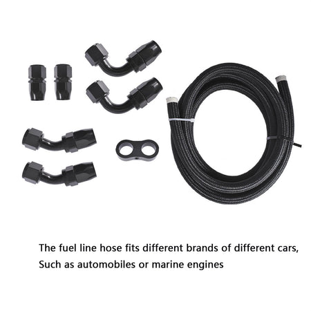 labwork Fuel Line Hose Kit, Nylon Stainless Steel Braided 5/8 Fuel Line 10 AN 10 FT Oil/Gas/Fuel Hose End Fitting Hose with 6 PCS Swivel Fuel Hose Fitting Adapter Hose Separator Clamp Kit Lab Work Auto 