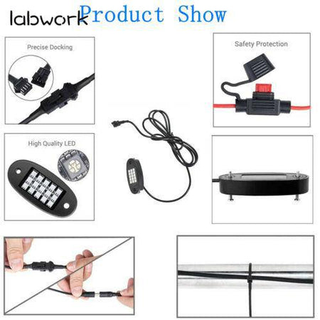 labwork RGB LED Bluetooth APP Rock Lights Kit ATV Underbody Neon Music Light - Lab Work Auto