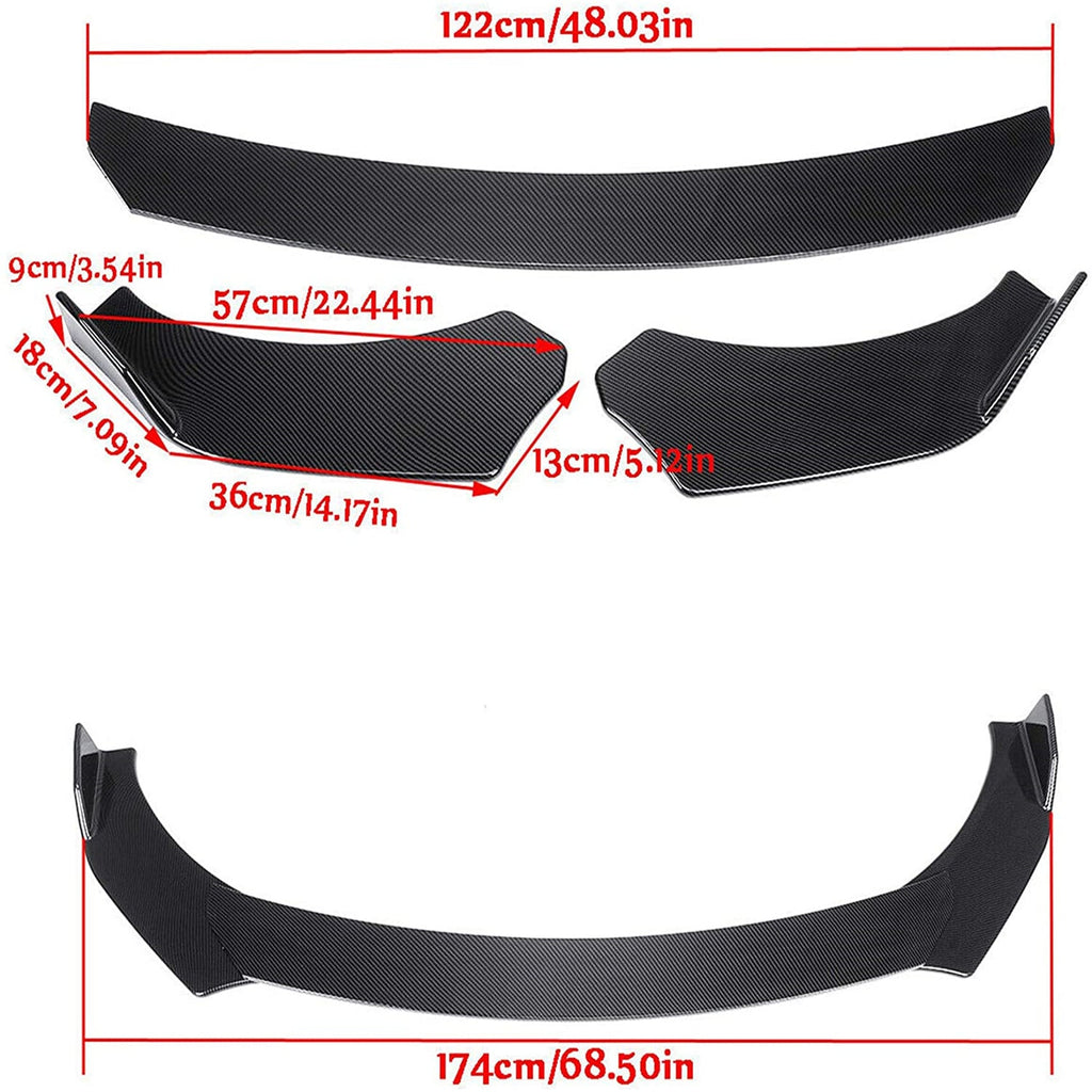 labwork Universal Car Front Bumper Lip Chin Spoiler Splitter Body Kit Carbon Fiber Style Lab Work Auto